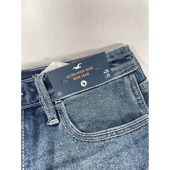 Hollister Ultra High Rise Mom Jeans Women's Size 3S W26 x L25 BRAND NEW - Picture 3 of 5